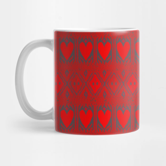 Croatian Traditional Pattern Red Gray Heart by EshiPaints